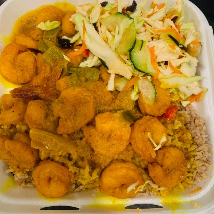 Coconut Curry Shrimp With Rice & Peas